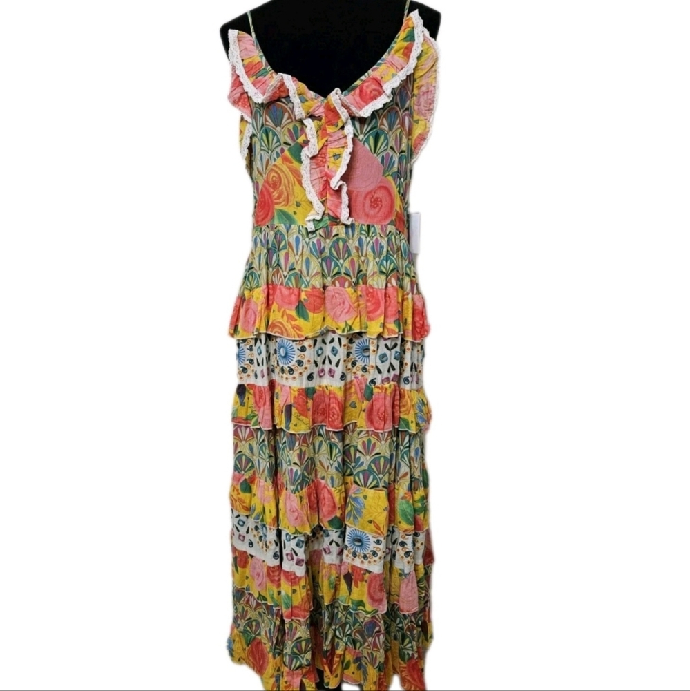 NWT- Beatnik Philosophy Colorful Mirrored Tiered Dress-Size Medium - Picture 4 of 17